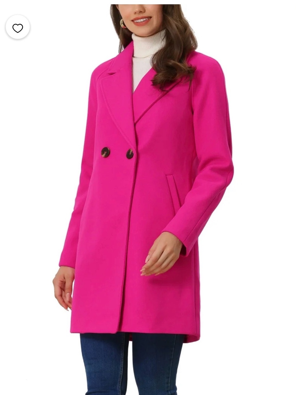 CHIC Women's Double Breasted  Long Sleeve Mid Length Overcoat Size M